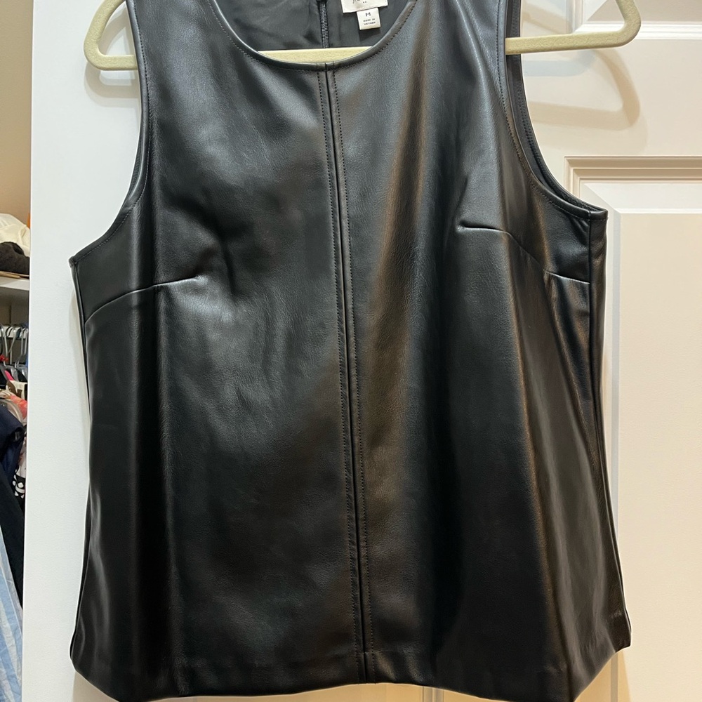 J. Crew Black Faux leather Sleeveless Top